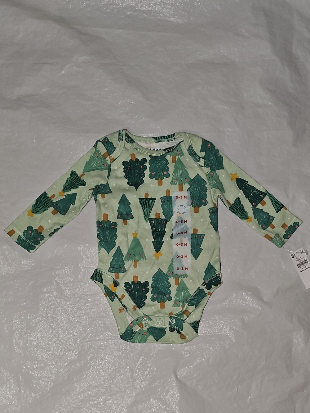 Old Navy Green Christmas Trees Long-Sleeve Bodysuit for Baby 0-3 Months New